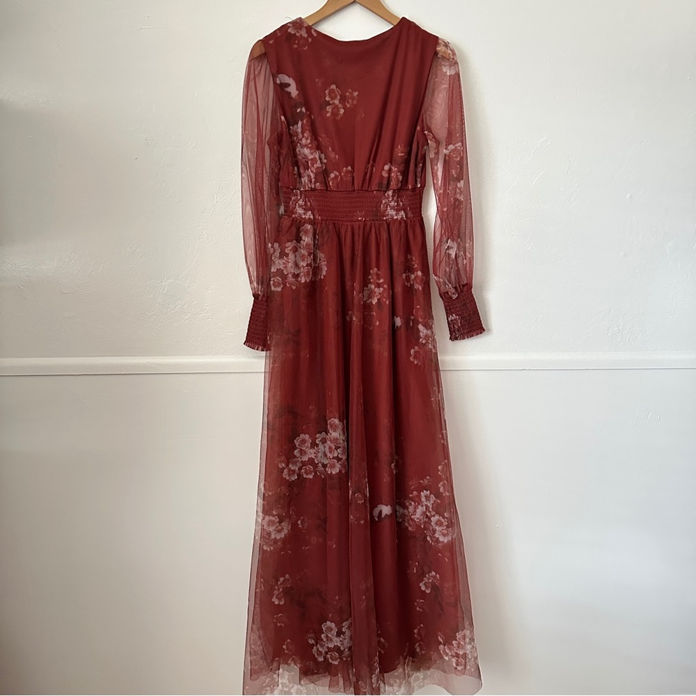 NWT Baltic Born Layla Tulle Maxi Dress in Rust Floral Small - Picture 6 of 7